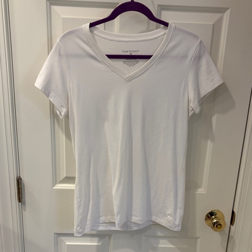 Fair Indigo White Short Sleeve V-Neck Tee